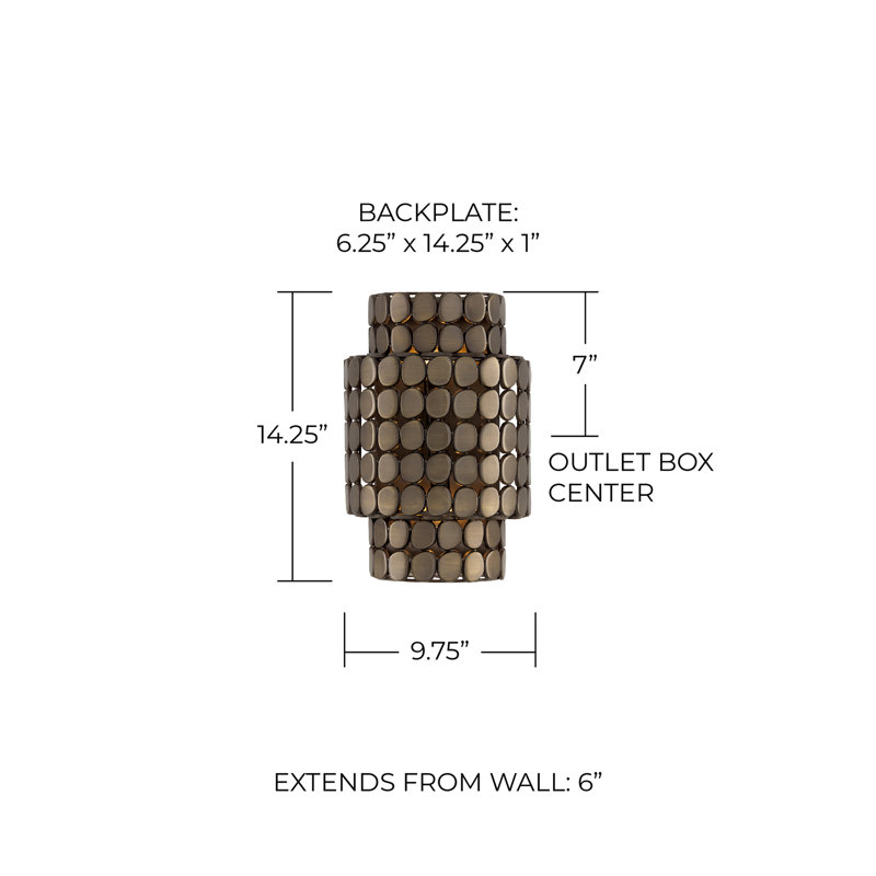10.25" W x 14.75" H Flush Mount Medallion Wall Sconce, Dark Brass