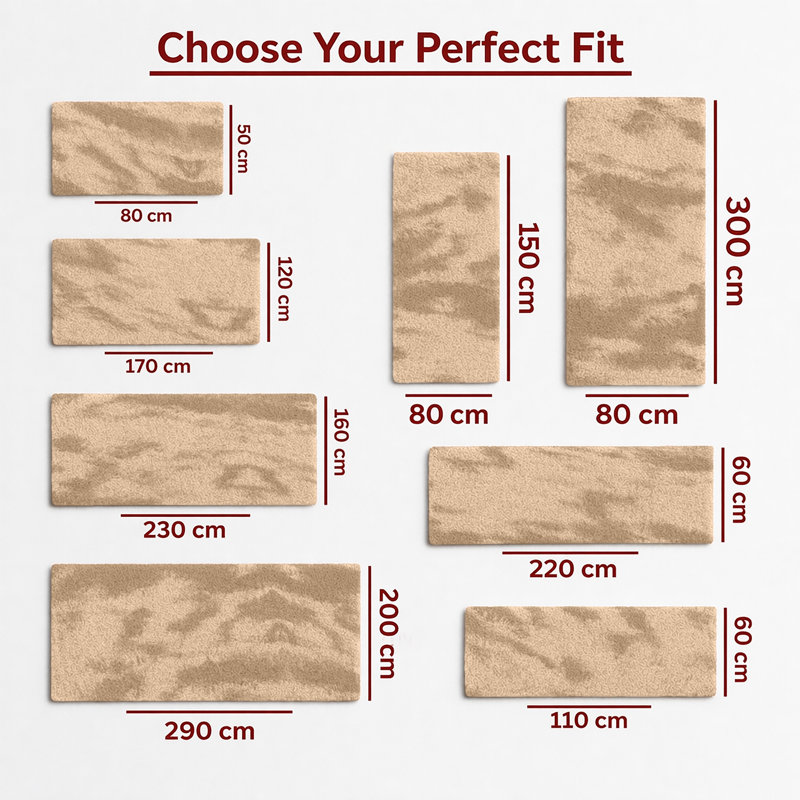 Aspire Homeware Cream Shaggy Area Rug Soft Plush Indoor Carpet, Runner 80cm Width X 300cm Length