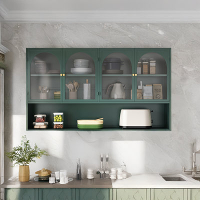 47.25" Four-Door Glass Wall Cabinet Storage With Shelf,Cupboard
