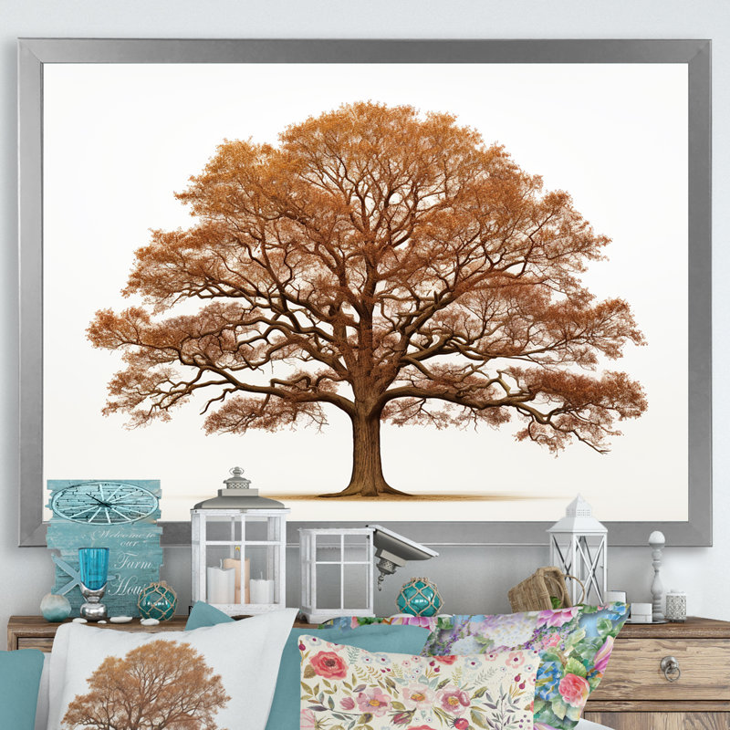 «Brown Oaks Outline II», reproduction sur toile, Cadre simple argenté, H 24 po x l 32 po x P 1 po