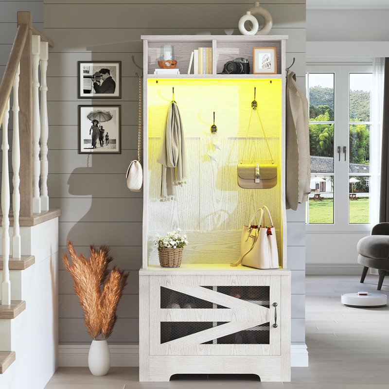 Coleon 23.6'' Wide with Bench And Shoe Storage, White