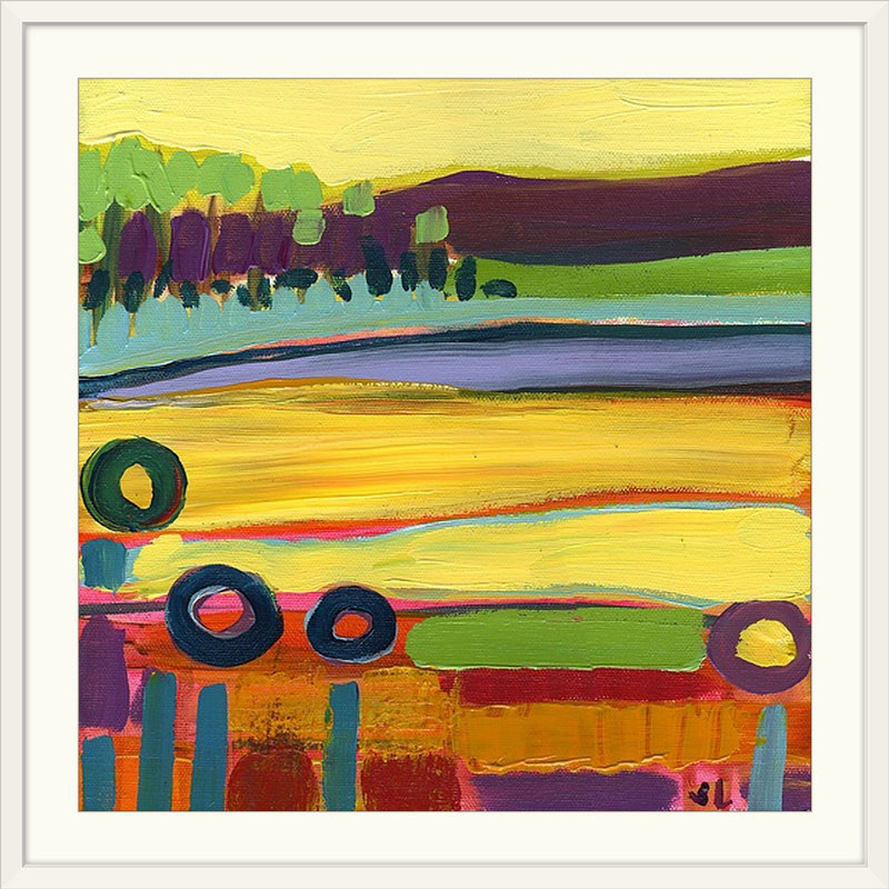 Nolani Morning Skagit Fields No 1 'par Jennifer Lommers - reproduction, H 24 po x l 24 po x p 1 po, Cadre blanc