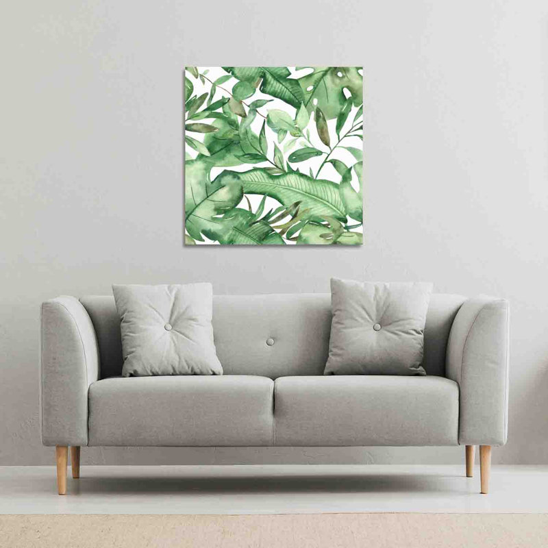 Watercolour Green Tropical Leaves by Andrew Lee - Wrapped Canvas Print, 101cm H x 101cm W x 4cm D