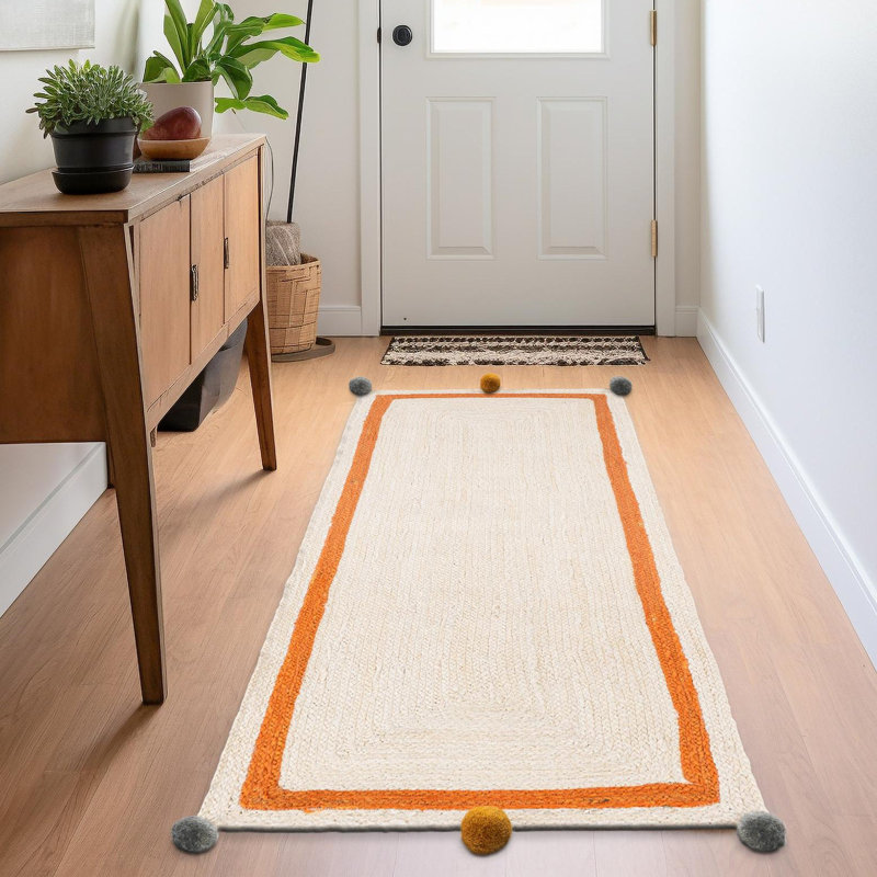 Tapis pour enfants en jute tressé, Rond 2 pi x 4 pi 1 po