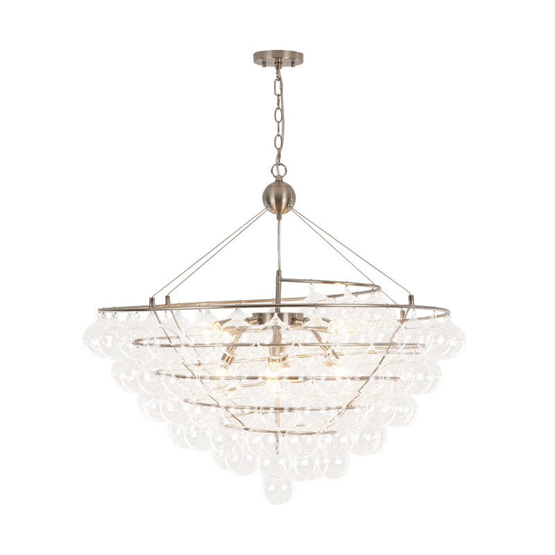 Lustre élégant en verre transparent 8 lumières