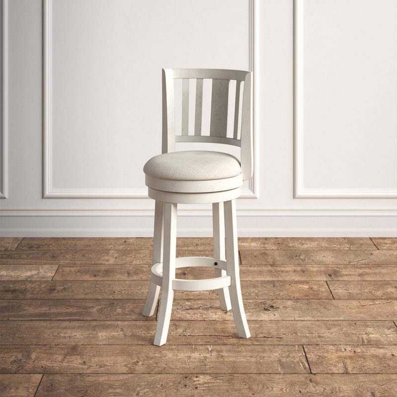 Chaney Swivel Upholstered Counter Stool with Solid Wood Frame