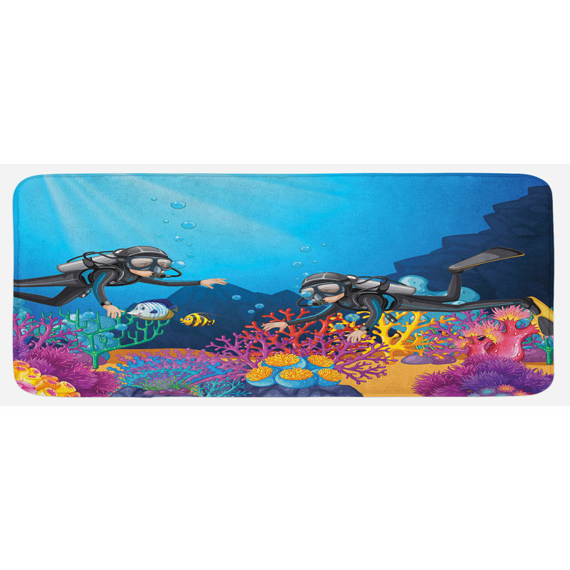 Multicolore bleu ciel multicolore, antidérapant 47 "x 19"