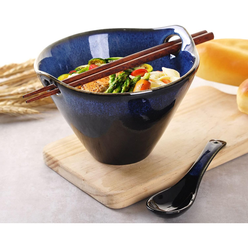Ensemble de bol à ramen japonais en céramique 20 oz, avec baguettes et cuillère, bol en porcelaine pour soupe, nouilles, Udon et Soba, bol à nouilles