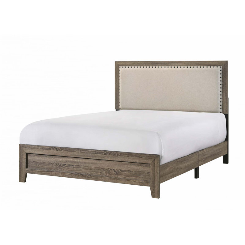 Fabric Platform Bed, Gray, Queen