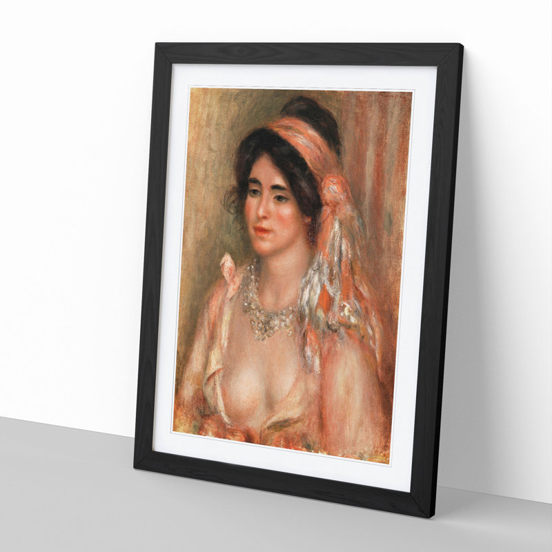 Woman with Black Hair by Pierre-Auguste Renoir - Picture Frame Painting, Black, 90cm H x 65cm W x 2cm D