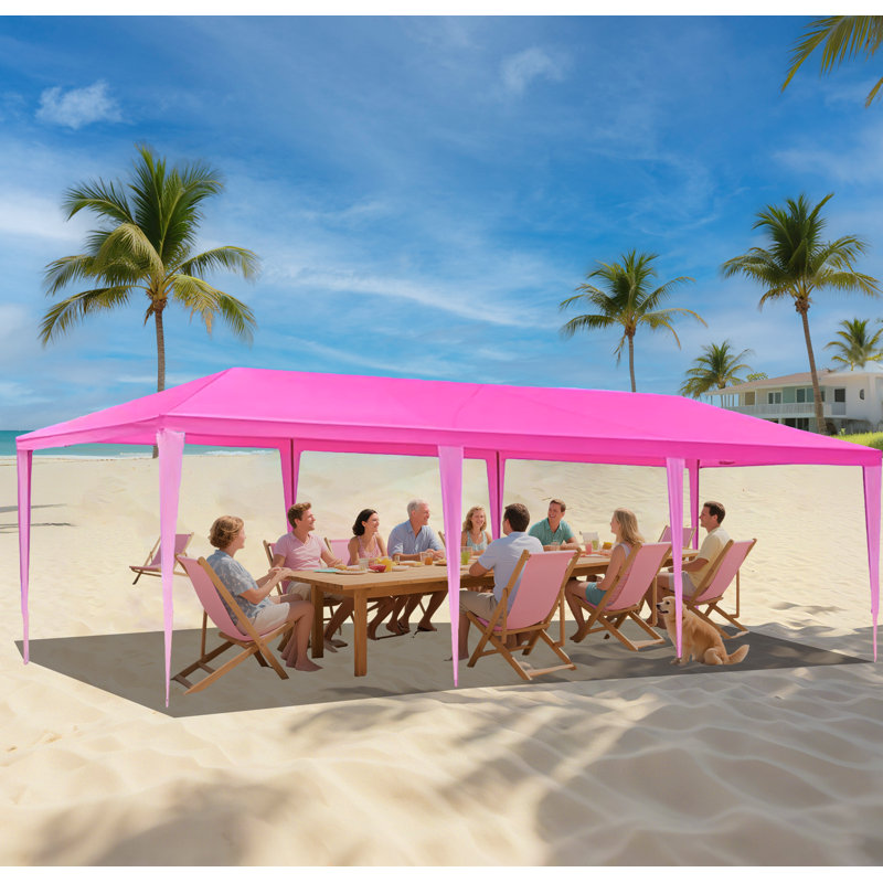 10x30 FT Party Tent with Removable Sidewalls for Outdoor Weddings & Events（8Wall）, Pink, 30 ft x 10 ft+8Wall
