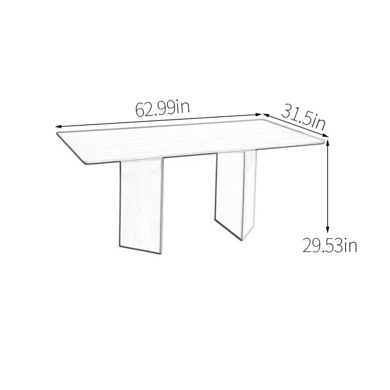 Table de salle à manger Ash, H 29,53 po x L 62,99 po x l 31,5 po