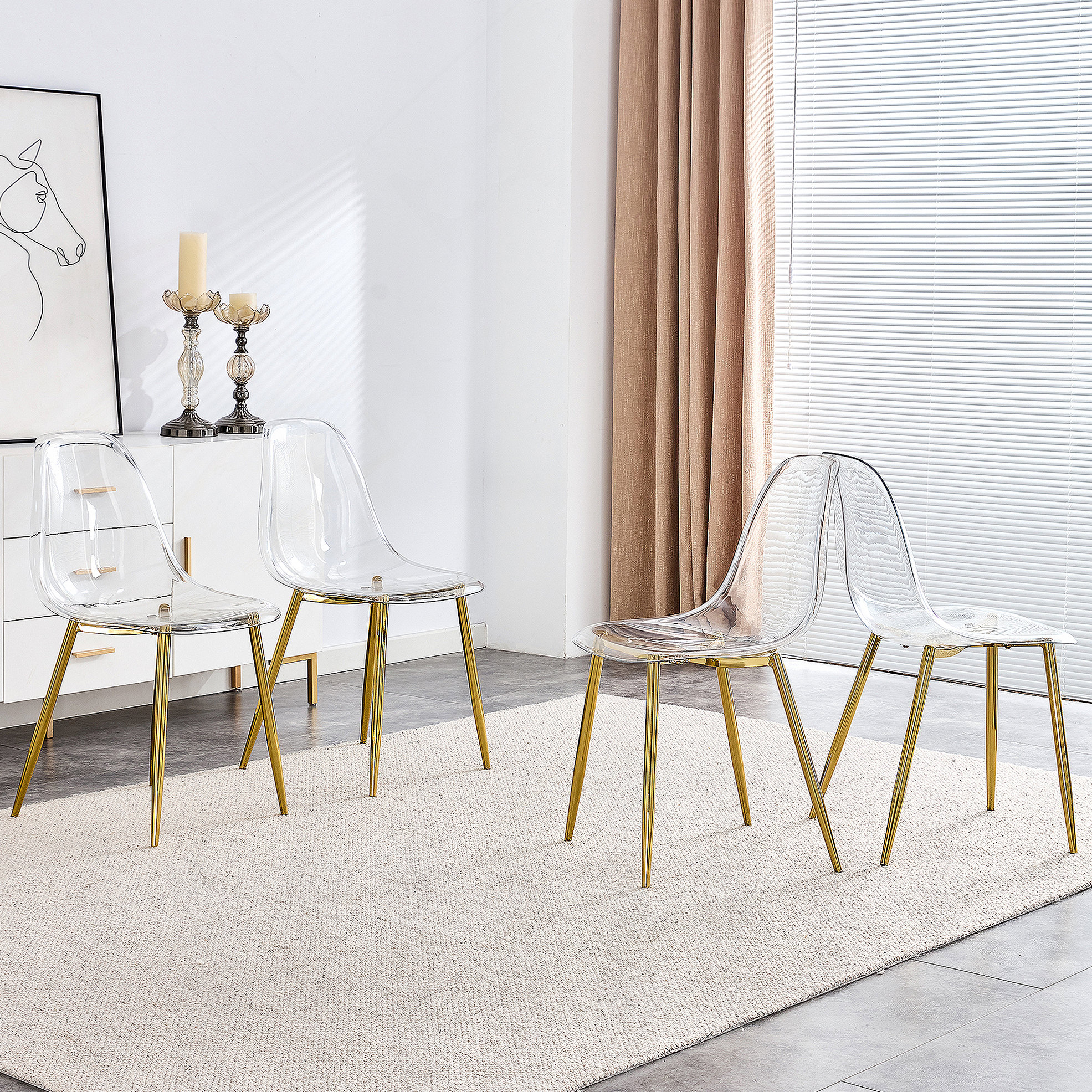 Simplistic Chair Transparent Wrought Studio™ Modern Simple Transparent Dining Chair Plastic Chair ...