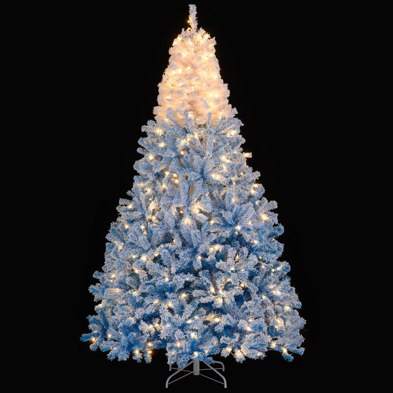  Arbre de Noël artificiel à charnière 8 pi avec branches de 1774, H 8 pi, Blue/White