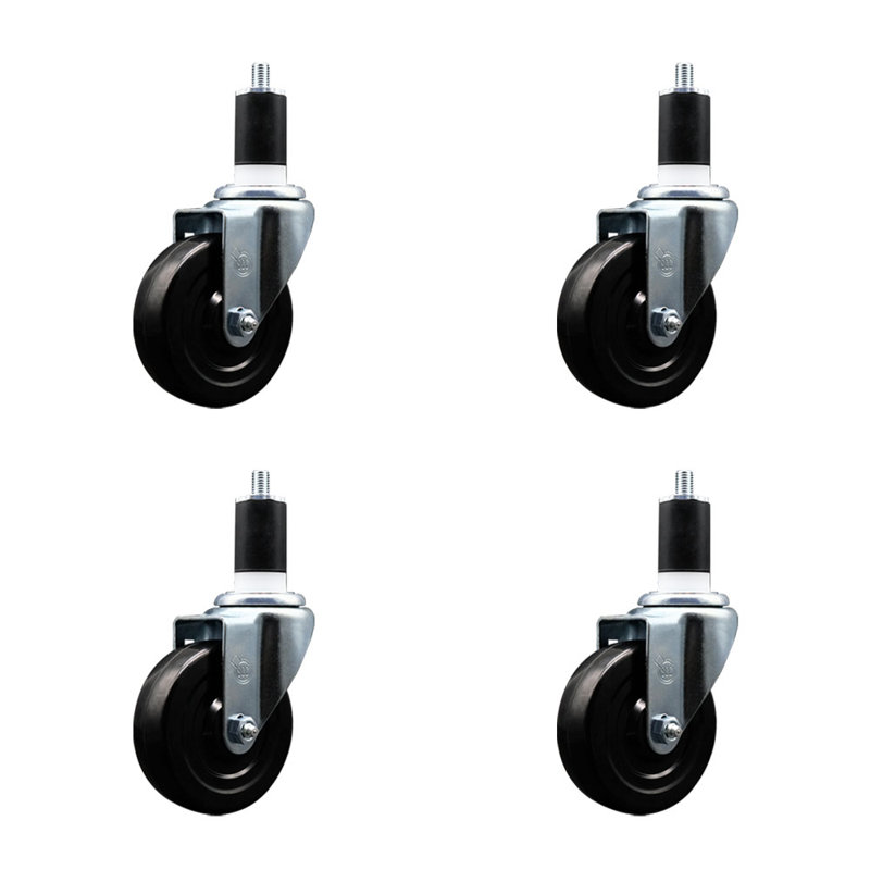 Ensemble de roulettes extensibles pivotantes en caoutchouc dur SCC NB 4 po x 1-1 / 2 po