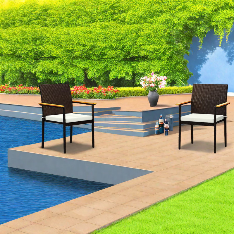Chaises de salle à manger empilables en acier et en bois pour patio