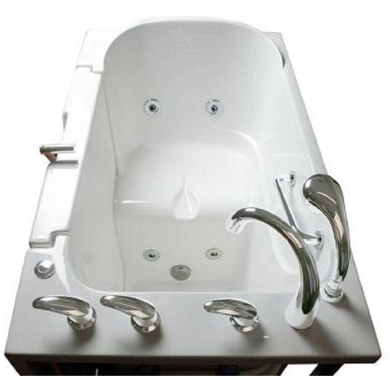 52'' x 32'' Whirlpool Fiberglass Bathtub with Faucet, Right, White