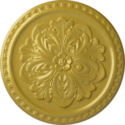 Endurathane Emeryville Ceiling Medallion, 16 7/8"OD x 5/8"P, Hand-Painted Rich Gold Finish