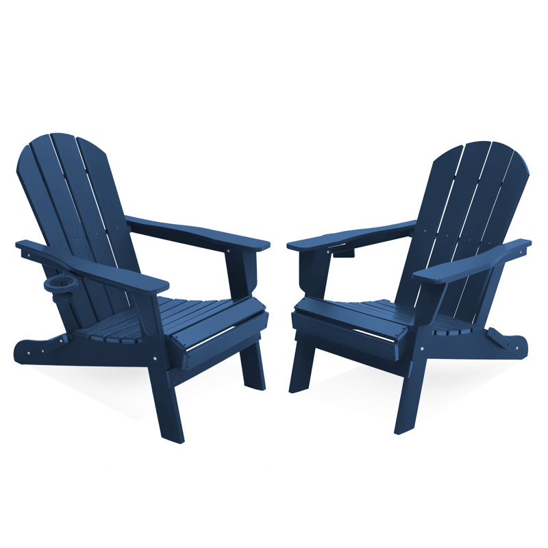 Folding Resin Adirondack Chairs (set Of 2), Navy Blue