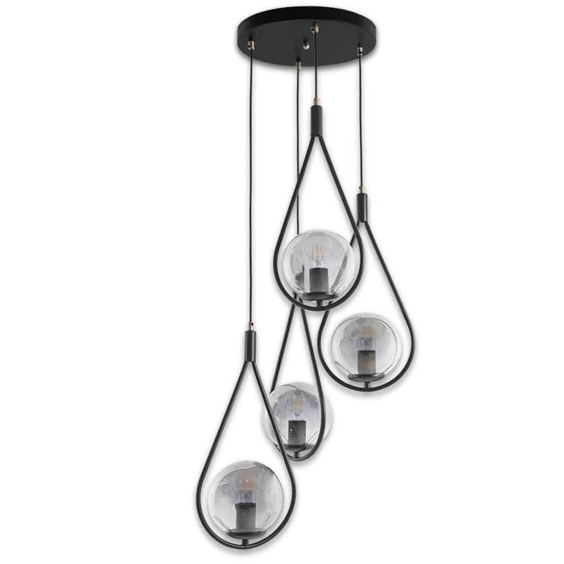 Adjustable Height 4 Lights Metal Body Globe Cluster Pendant