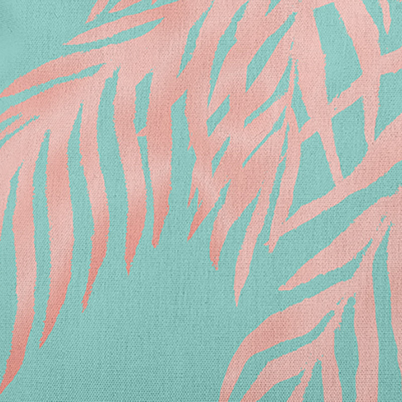 Coussin intérieur / extérieur Leafy Branch, H 20 po x l 20 po, Bleu menthe / floral rose