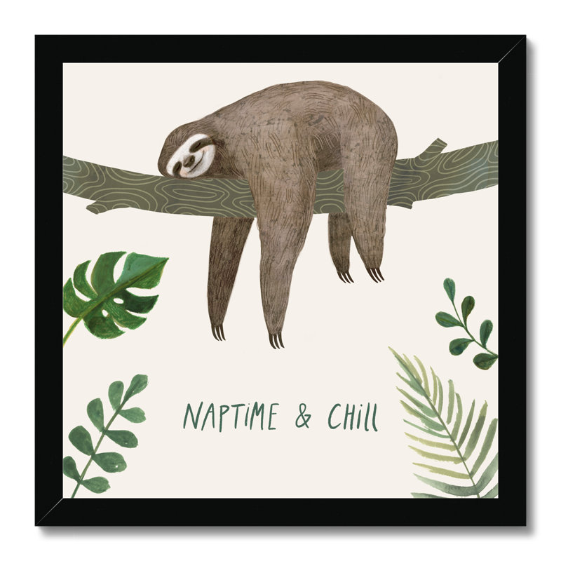Sloth Sayings II by Victoria Borges - Wrapped Canvas Painting Print, Black Framed Paper Print, 34cm H x 34cm W