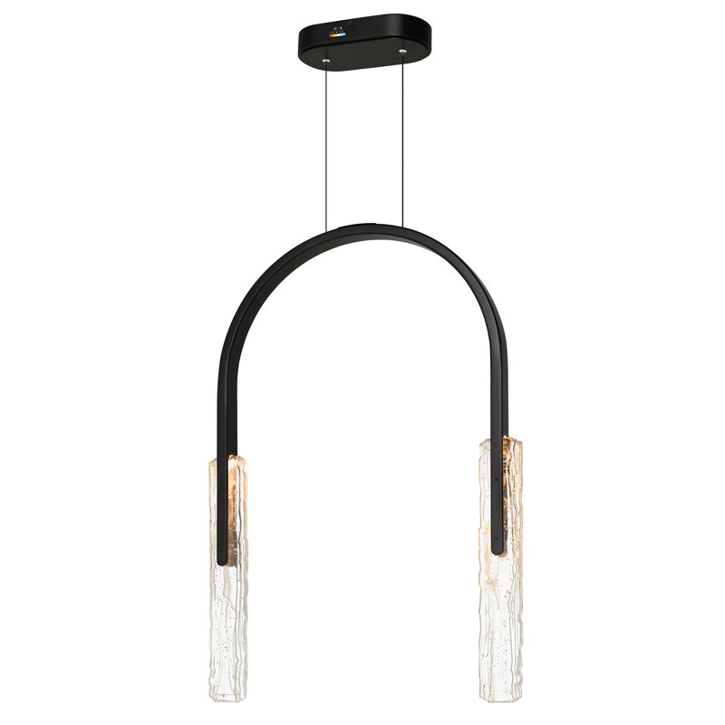Lustre à DEL 22 po avec verre fabriqué à la main Curva, Noir
