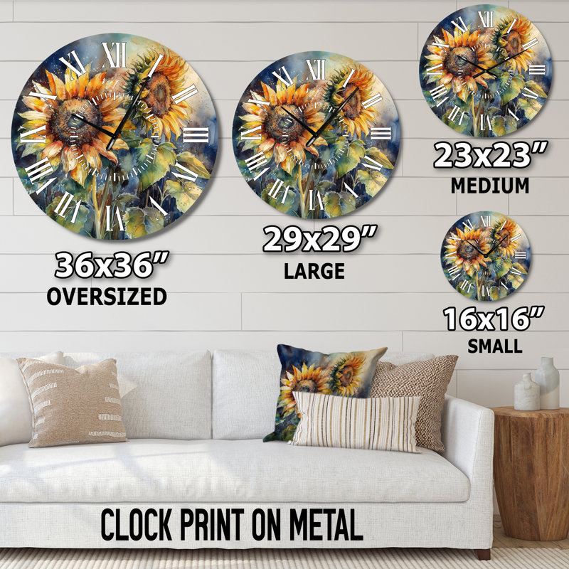 Horloge murale jaune tournesol symphonique II, Médium