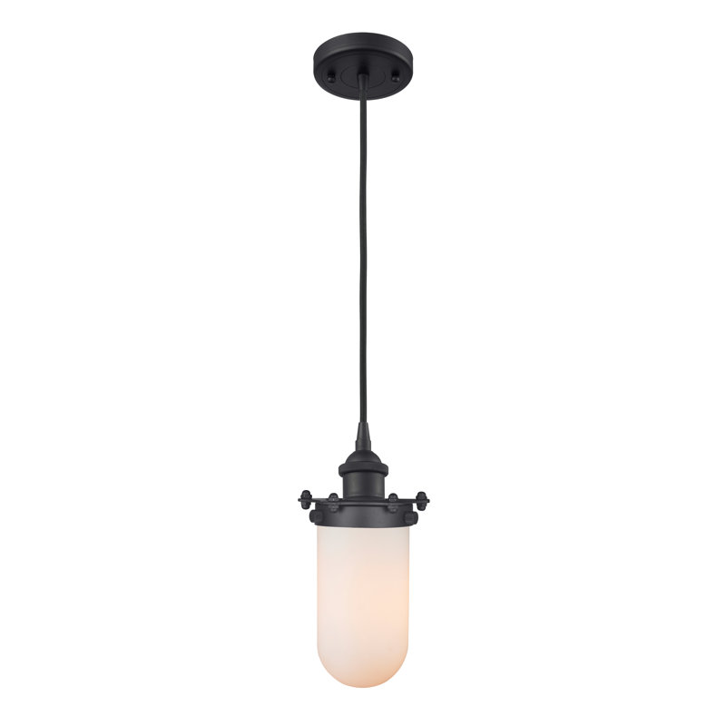 Luminaire suspendu à 1 lumière Calixta, Bronze huilé, Blanc, Ampoule DEL 6 watts Vinage