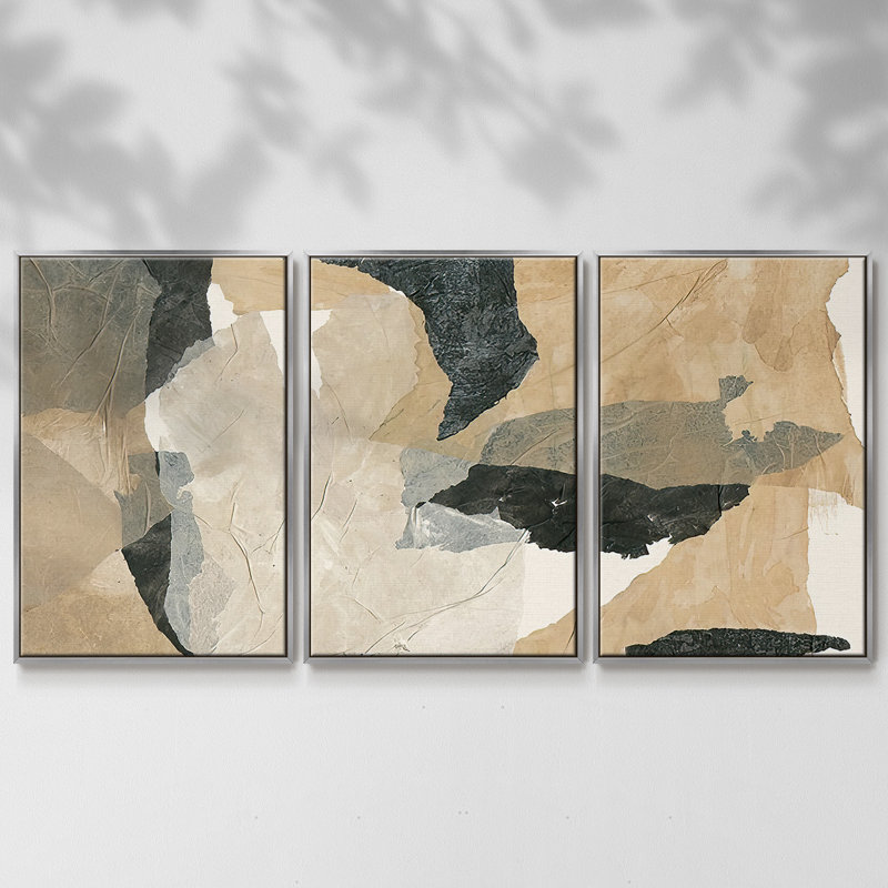 «Paper Blur I» - Toile encadrée à pièces multiples, H 36 po x l 75 po x P 2 po, Argent
