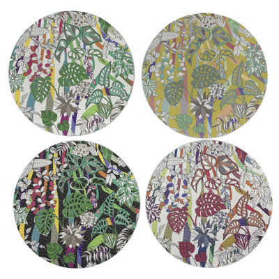 Sous-verres ronds en cuir Sabi Jungle Vegan