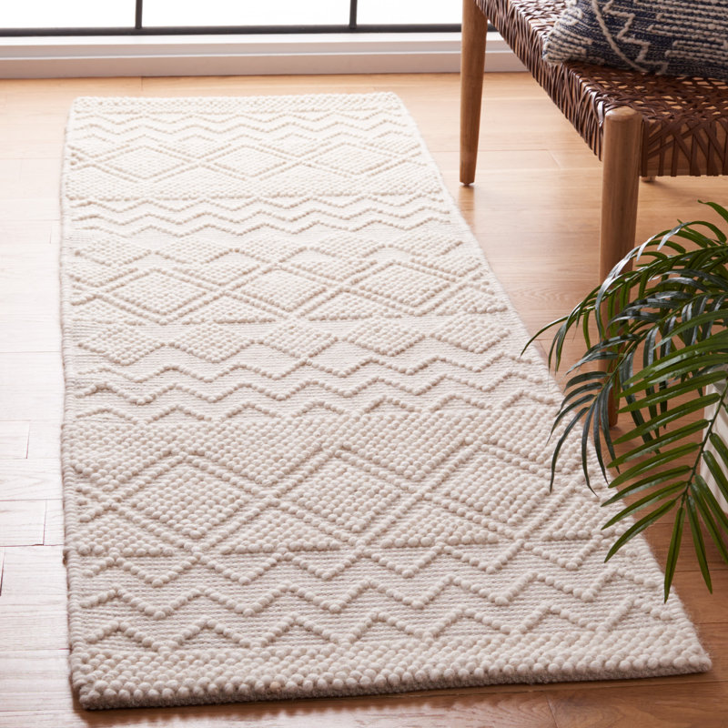 Tapis ivoire en laine / coton Millbury, Tapis de couloir 2 pi 3 po x 5 pi