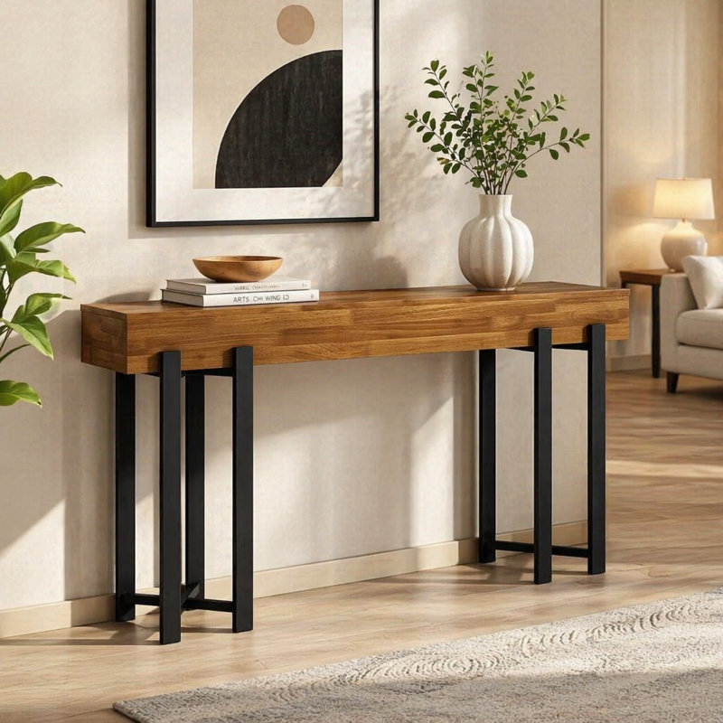 Table de vestibule, console rustique, table de couloir, table de canapé, tablette de présentation