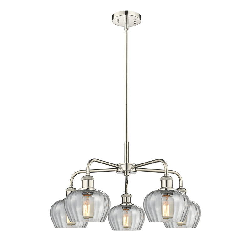 Lustre bol 5 lumières Calnie, Transparent, Nickel poli