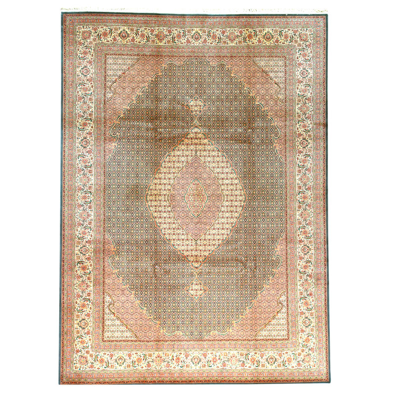Tapis rectangulaire en laine noué à la main