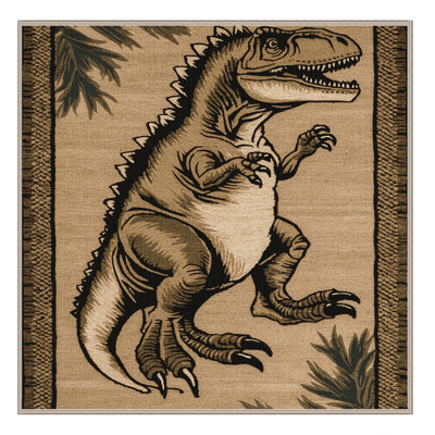 Machine Washable Dinosaurs Beige Area Rug