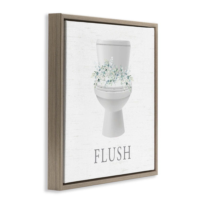 Art mural sur toile flottant de toilette et Fresh Botanicals, H 25 po x l 25 po, Cadre flottant orme Montalcino