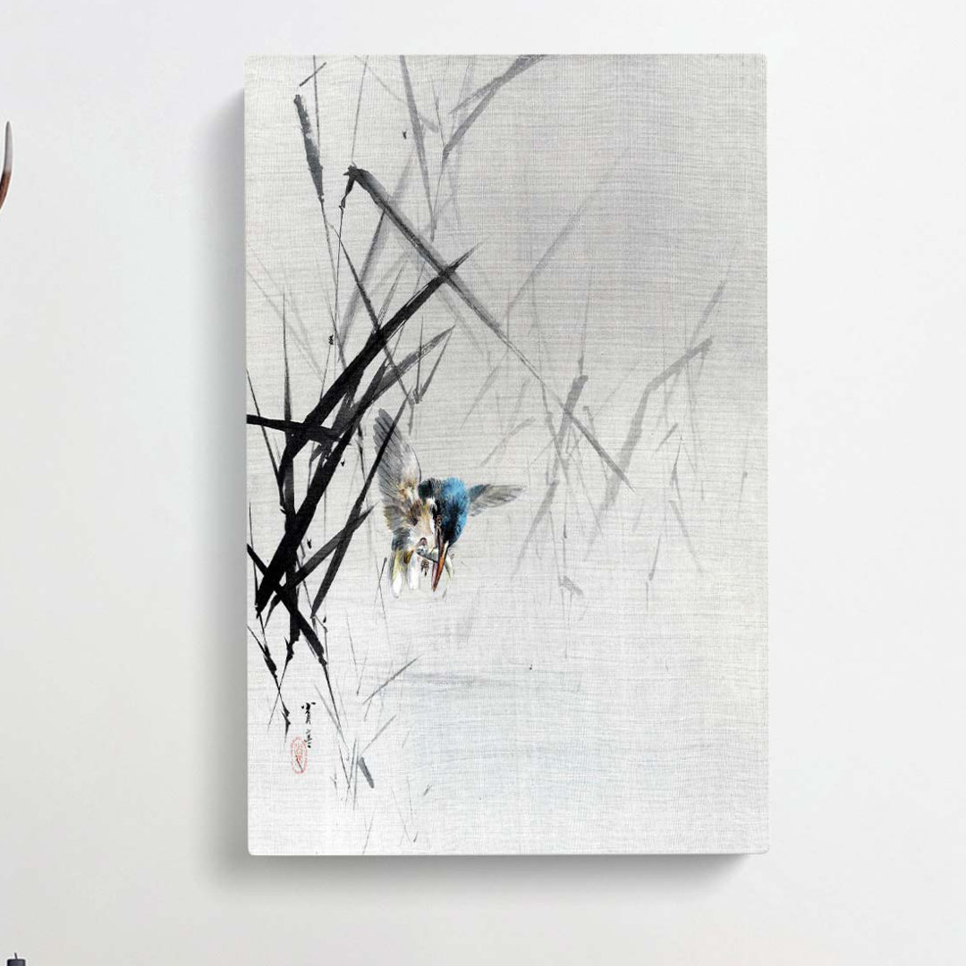 Bird Catching a Fish by Watanabe Seitei - Wrapped Canvas