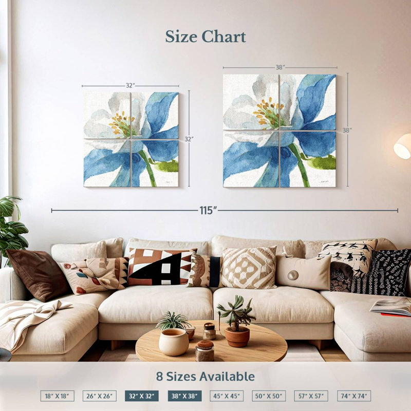 Jardin Harnek bleu et vert VI, H 32 po x l 32 po