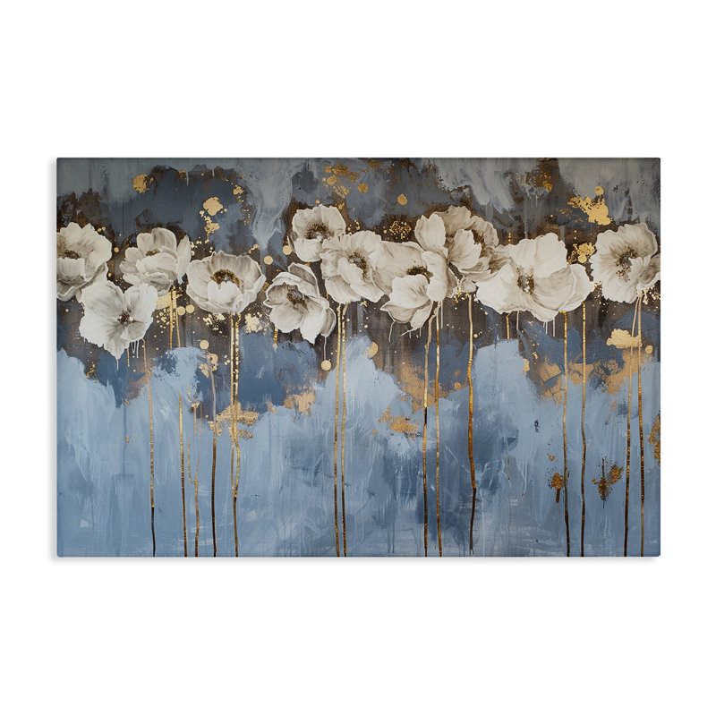 Art mural sur toile pivoines dorées par LSR Design Studio bp-494_CN, H 24 po x l 36 po