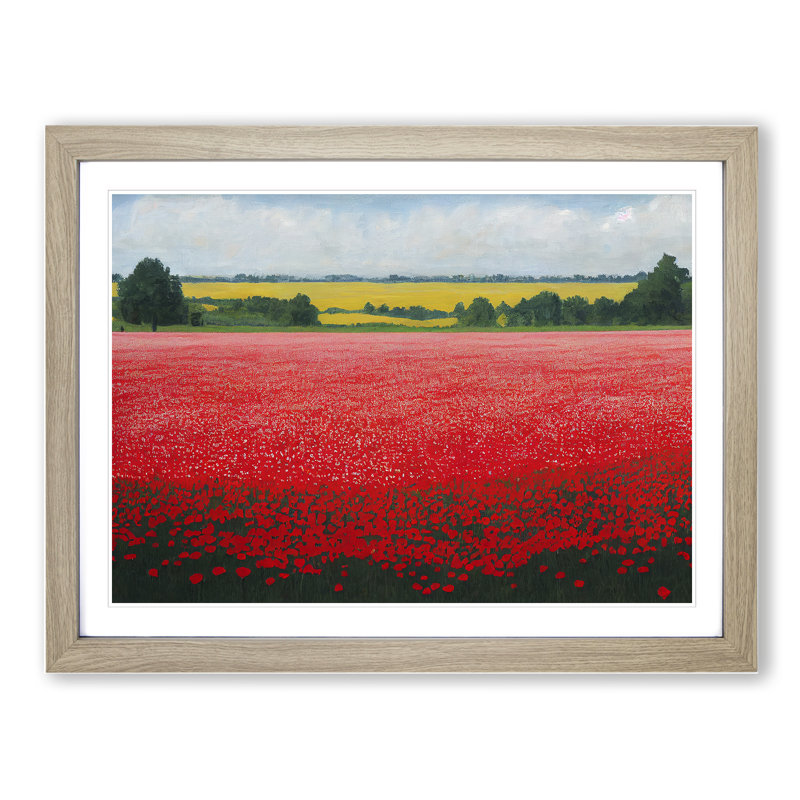An Enigmatic Poppy Field Flowers - Framed Print, Oak, 46cm H x 64cm W x 2cm D
