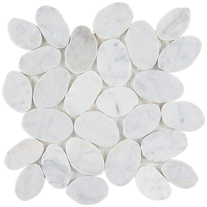 Countryside Round Carrara 11.81" x 11.81" Natural Marble Floor and Wall Mosaic Tile