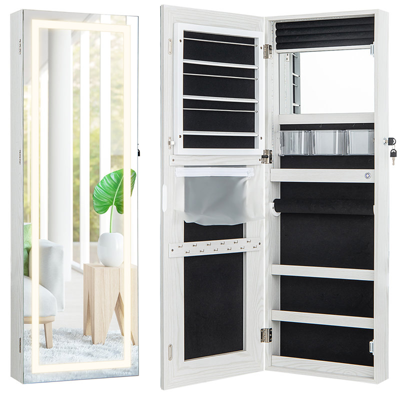 Armoire à bijoux avec miroir Daiveon, Blanc