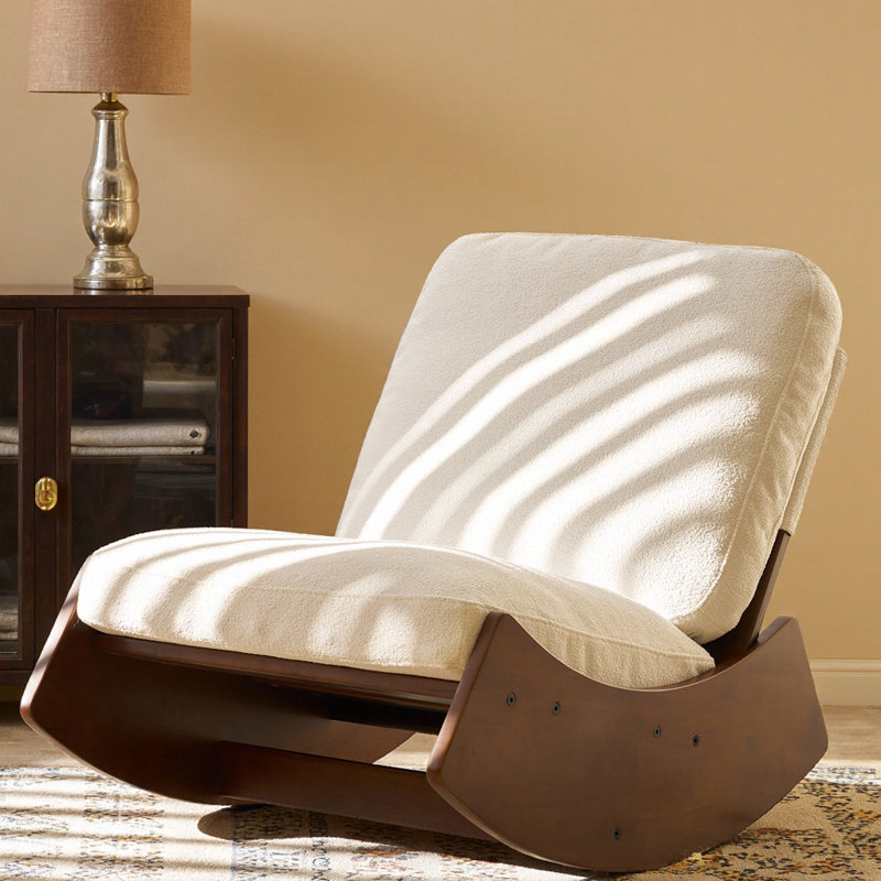 Chaise berçante coulissante en velours côtelé avec cadre en bois massif pour chambre de bébé, salon ou chambre à coucher