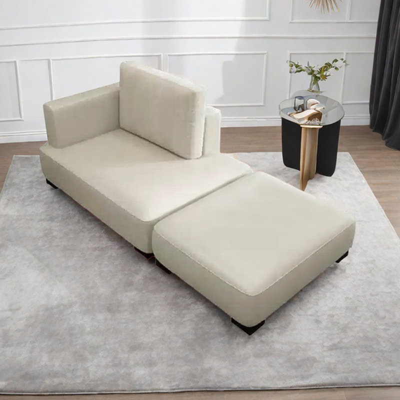 Méridiennes en similicuir avec repose-pieds, Orienté à gauche (vu de face), Beige