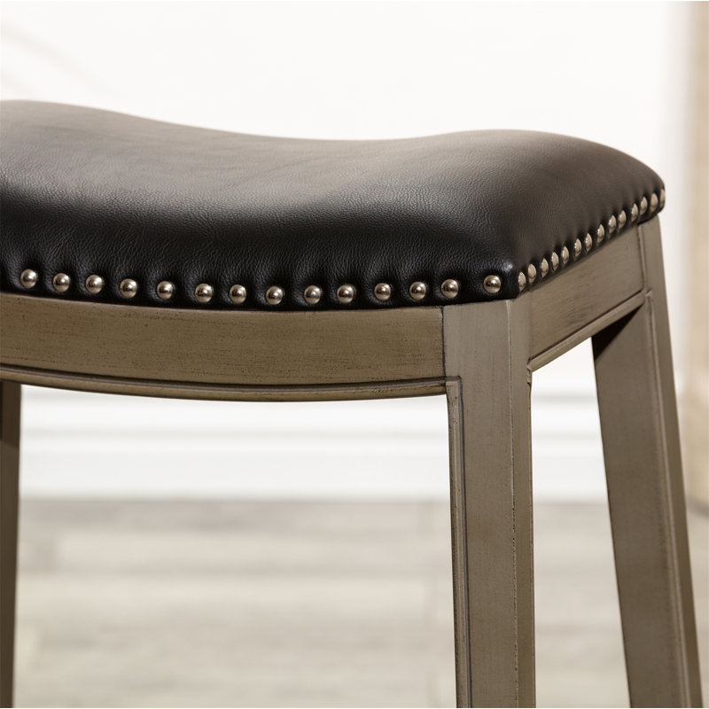 Elowen Bar Stool, Weathered Gray/Black, Counter Stool (26" Seat Height)