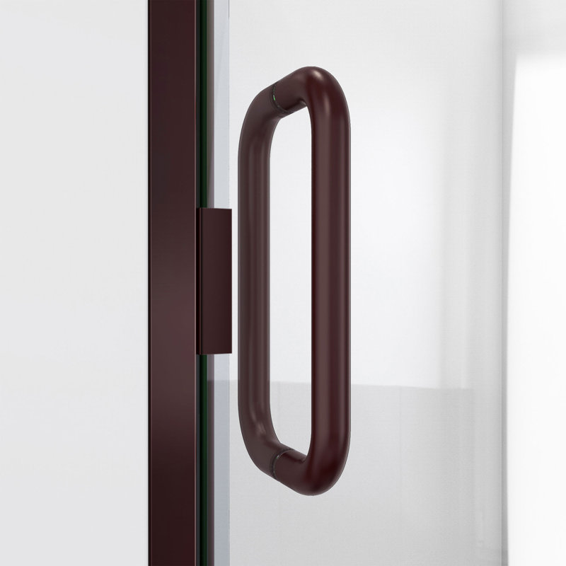 Porte de douche pivotante sans cadre, Bronze huilé, 34"