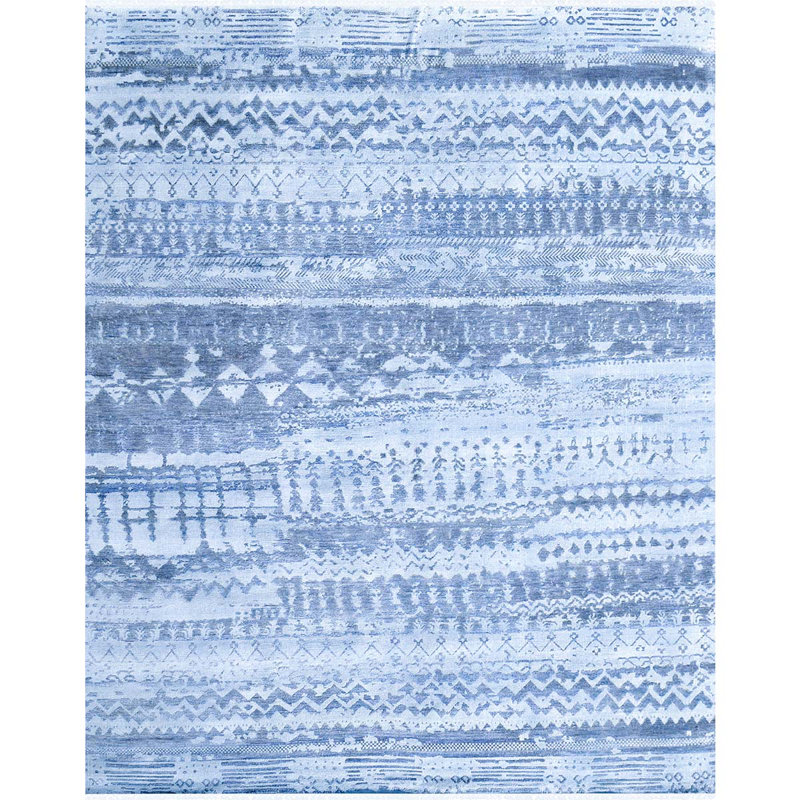 Neo Villa Chevron Area Rug in Blue, Rectangle 8' x 10'