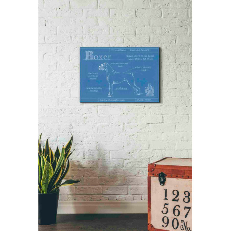 «Blueprint Boxer» par Ethan Harper, art mural sur toile, H 18 po x l 26 po x P 0,75 po