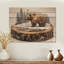«Grizzly Bear Into The Winter Landscape III» - Art mural en bois d'ours - sur bois de pin naturel-1439276194